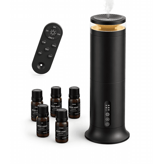 Wireless Waterless Hotel Scent Diffuser Includes Discovery kit 100ml for Large Room up to 2000 Sq.ft, Remote & Touch Control, Home, Office, Spa, Aromatherapy, Black
