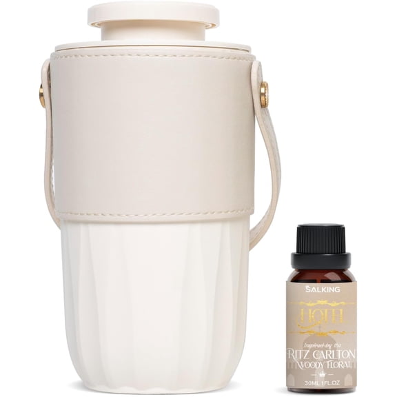 Waterless Diffuser Starter Kit with 30mL Hotel Fragrance Oil, Scent Diffuser Battery Operated Nebulizer with Timer & Adjustable Mist Mode, Car Diffsuer, Mini Scent Air Machine for Home, Office