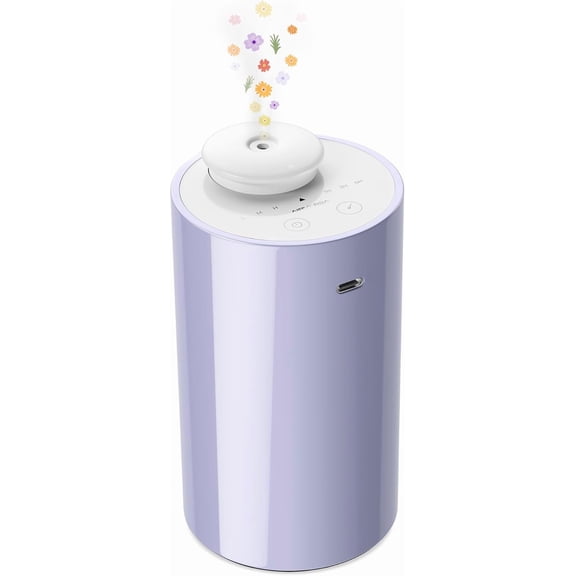Waterless for Essential Oil, Car Diffsuer, Battery Operated Nebulizer, 0.7 Fl Oz/ 20mL, Mini Scent Air Machine, 3 Timers & 3 Mist Levels for Home, Room, Car, Office - AN6 Lavender