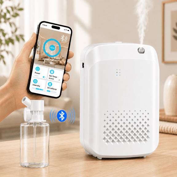 Waterless Essential Oil Diffuser 400ml, 3000 sq ft Scent Machine, Bluetooth App Control, Quiet Wall Mount Aromatherapy Diffuser for Home Hotel Office
