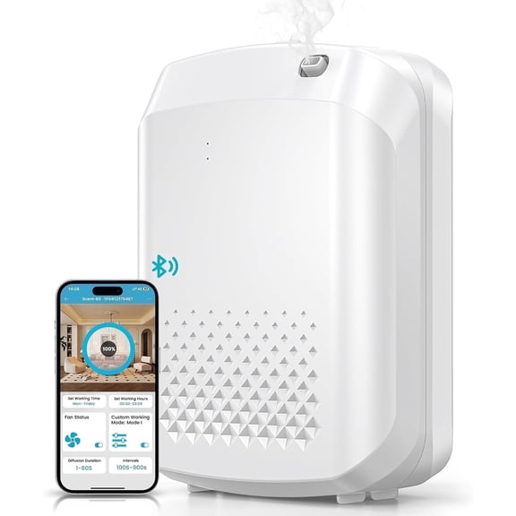 Waterless Essential Oil Diffuser 400ml, 3000 sq ft Scent Machine, Bluetooth App Control, Quiet Wall Mount Aromatherapy Diffuser for Home Hotel Office