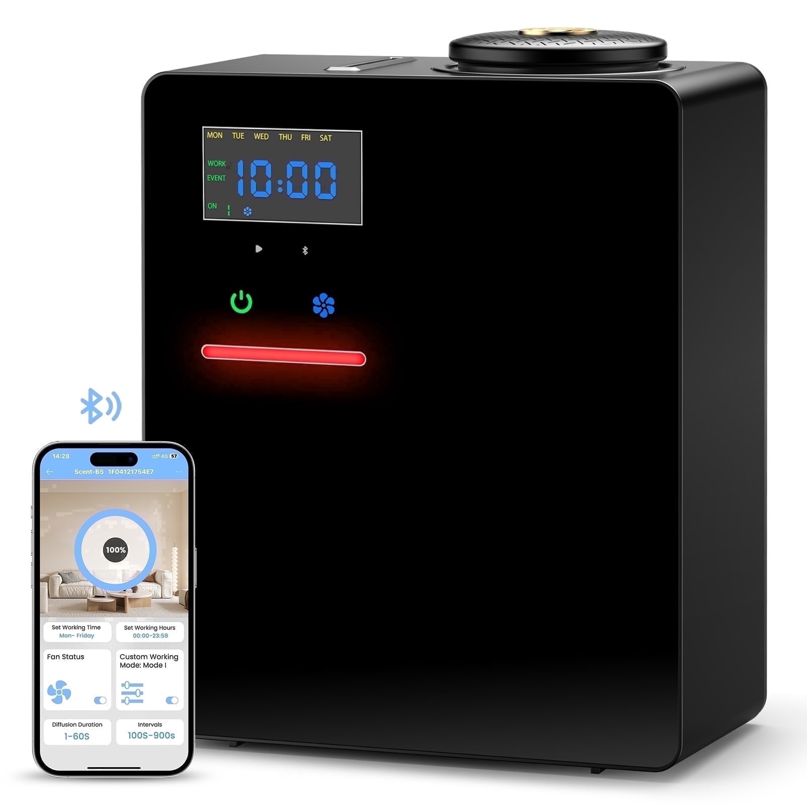 Ziweo Waterless Essential Oil Diffuser 5000 Sq.Ft Coverage for Large Home, Hotel, or Office, 200ml Cold Air Scent Diffuser Machine with Bluetooth App Control, Q