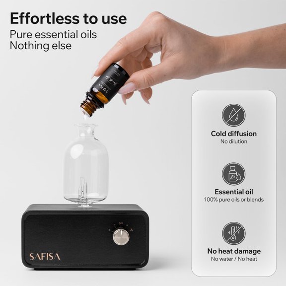Waterless Essential Oil Diffuser, 700 Sq Ft Nebulizing Cold Air Cordless Portable Rechargeable Smart Hotel-Style Scent Machine for Home Office Travel with Vanilla Ash Fragrance