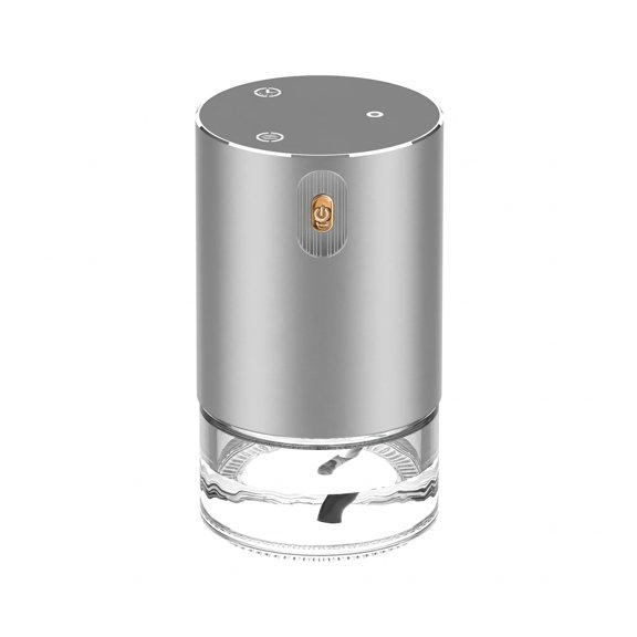 Waterless Essential Oil Diffuser for Home Room Desk Car Air Freshener Diffuser, Up to 600 sq ft, Mist Level and Timer Settings,3 Adjustable Lighting Modes ，100mL Capacity, Cold Air, RD1 Silver