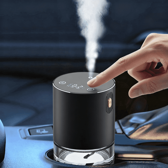 Car Air Freshener Diffuser, Black Dual‑Use Car & Home Waterless Essential Oil Diffuser Featuring Vehicle Auto Start-Stop,3 Mist & 3 Light Modes, Timer Function