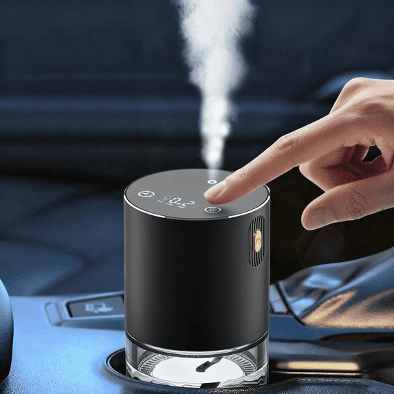 Car Air Freshener Diffuser, Black Dual‑Use Car & Home Waterless Essential Oil Diffuser Featuring Vehicle Auto Start-Stop,3 Mist & 3 Light Modes, Timer Function