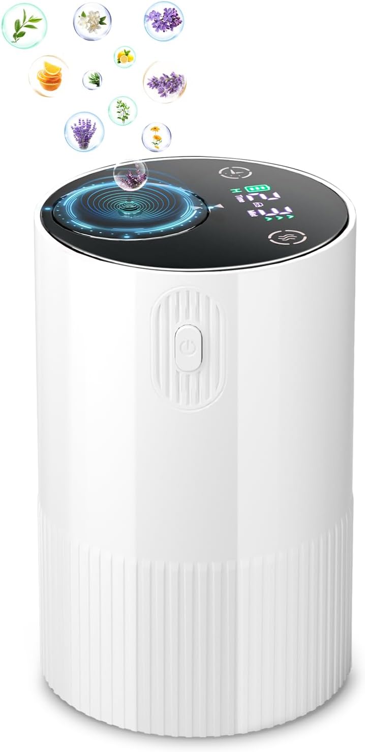 Waterless Essential Oil Diffuser Portable White Cordless Diffuser