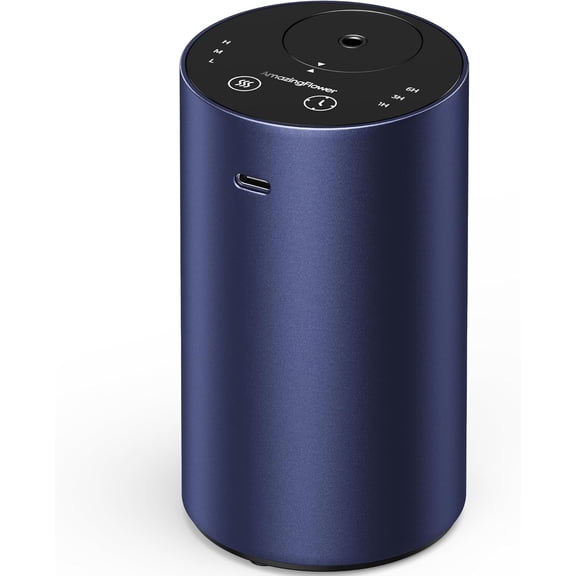 Waterless Essential Oil Diffuser, Rechargeable Scent Diffusers with 3 Mist Levels & Timers, Portable Aromatherapy Diffuser for Home Car Room Studio Office, Deep Blue