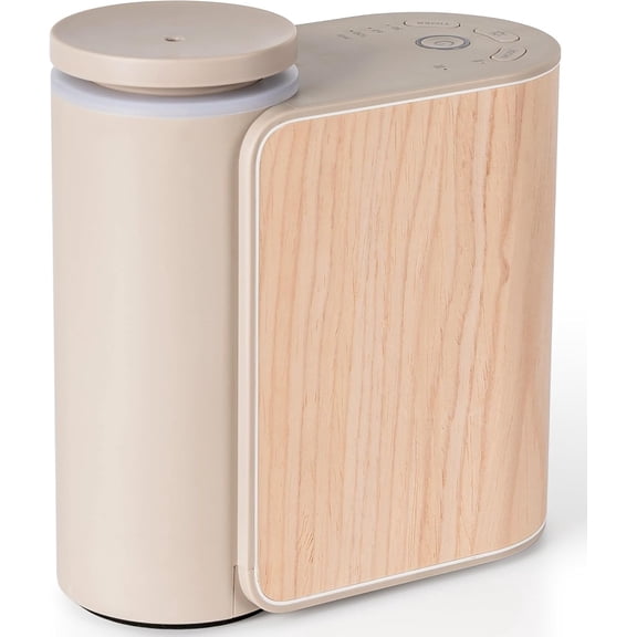 Waterless Essential Oil Diffuser w Solid Wood Cover 3 Timers 2 Mist Modes, Auto-Off Quiet Dual Fluid Aroma Diffuser, Portable Waterless Scent Diffuser w Lights, Room Decor Aromatherapy Gift