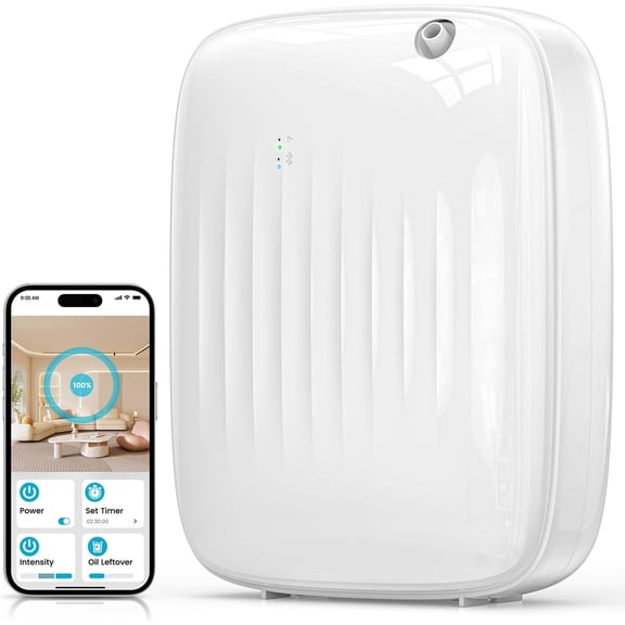 Waterless Essential Oil - Whole-Home Scent Cold Air Up to 3000sq.ft for Large Home Office Hotel - Adjustable Intensity & Time, App & Panel Control - Quiet, Wall Amount - 400ml
