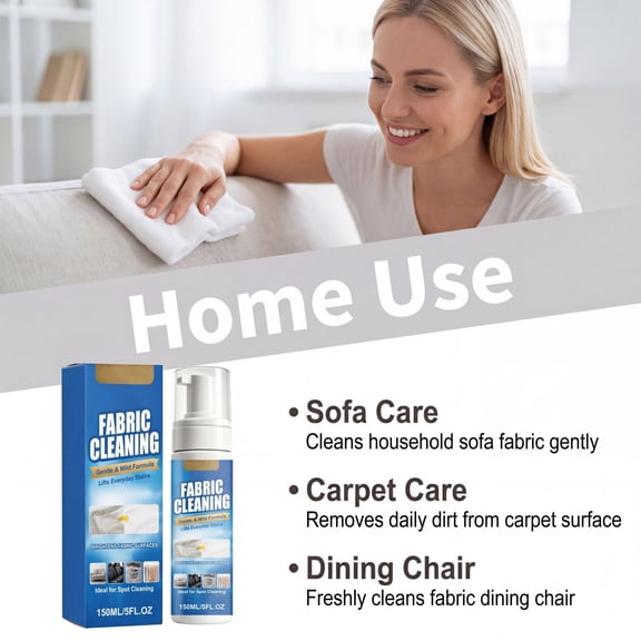Waterless Fabric Cleaner Foam Upholstery Couch Sofa Carpet Spot Cleaner No Rinse 150ml
