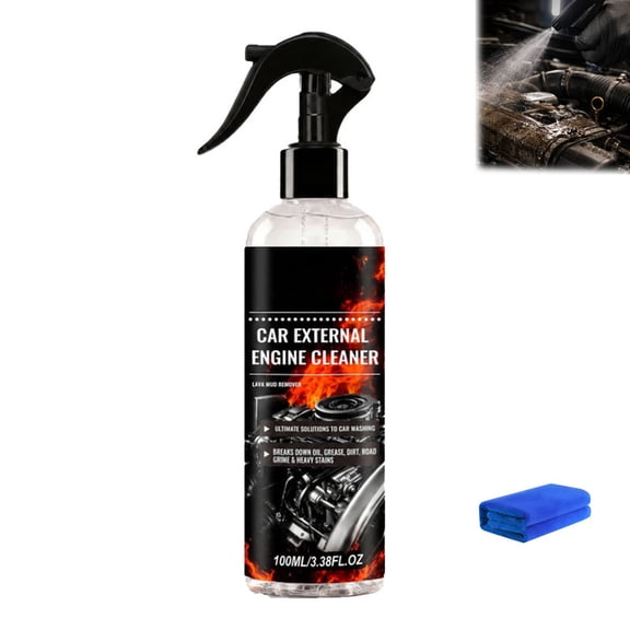 Waterless Fast Acting Car Engine Bay Cleaner, 100ml Fast Acting Engine Degreaser Spray, No Rinse Auto Detailing Cleaner for Engine Compartments, Hoses & Metal Surfaces