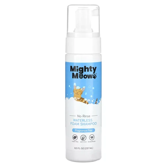 Waterless Foam Shampoo for Cats, Fragrance-Free, 8 fl oz (237 ml) - Gentle & Effective Cleaning for Your Pet