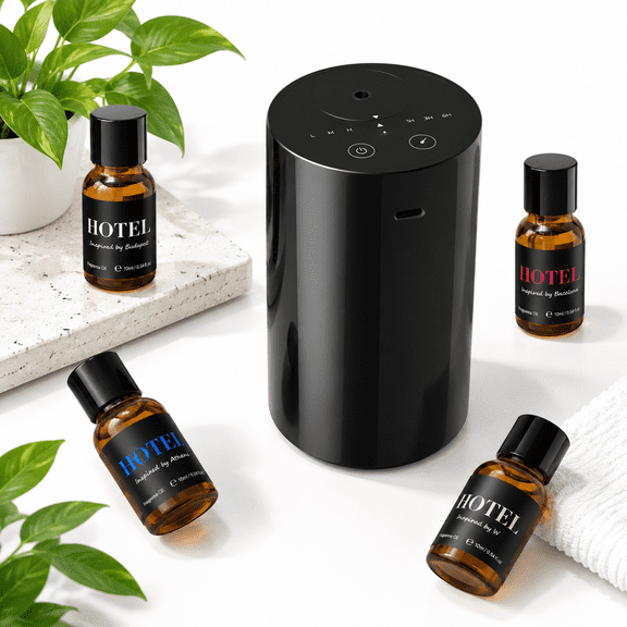 Waterless Oil Diffuser Starter Kit, Ablack1, Portable Cordless Nebulizer for Home, Car, Large Rooms