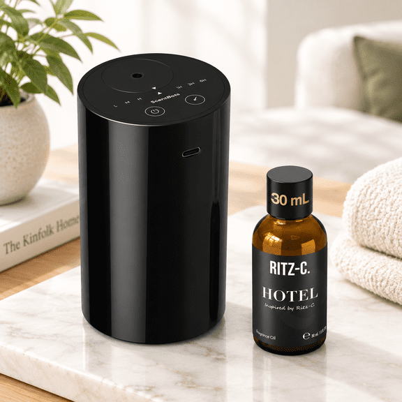 Waterless Oil Diffuser Starter Kit, Black3, Portable Cordless Nebulizer for Small to Medium Rooms and