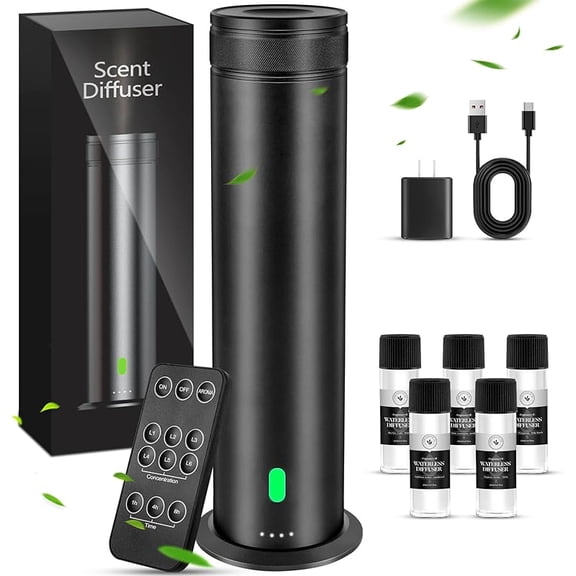 Waterless Scent Diffuser Starter Kit - Suitable for Home and Hotel Series Air Diffuser, 800 Square Inches of Coverage, 5 Kinds of Scented Essential Oils, Remote Control