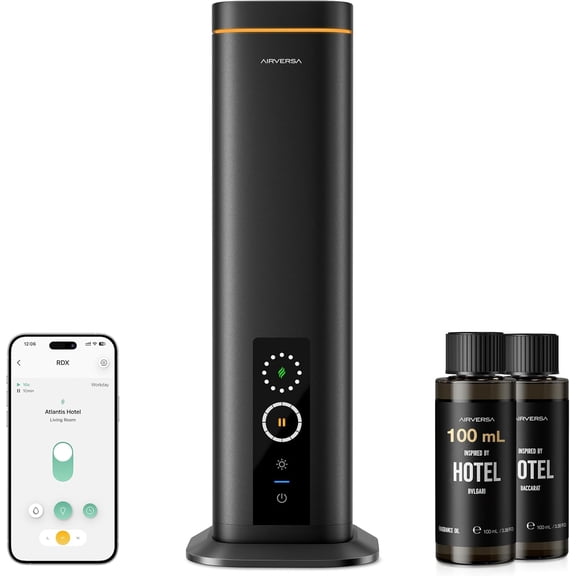 Waterless , Smart Tower with App Control, Cold Air Scent Oil Machine for Homes Offices Hotels, 300mL Capacity, Up to 1500 sq ft, DC-12V/1A Plug, RDX Black Kit