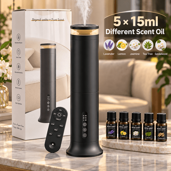 Waterless Tower Cold Air Diffuser with 5 Essential Oils, 2000 Sq.ft ...
