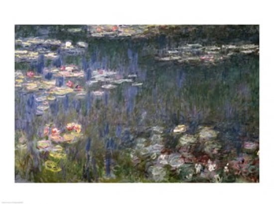 Waterlilies Green Reflections 1914-18 (left section) Canvas Art - Claude Monet (24 x 18)