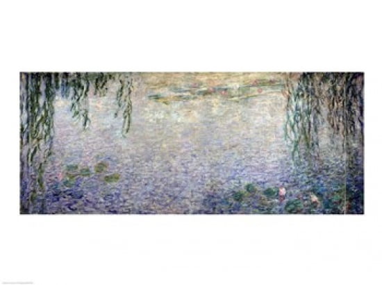 Waterlilies Morning with Weeping Willows detail of the central section 1915-26 Canvas Art - Claude Monet (24 x 18)