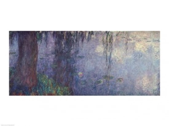 Waterlilies Morning with Weeping Willows detail of the left section 1914-18 Canvas Art - Claude Monet (24 x 18)