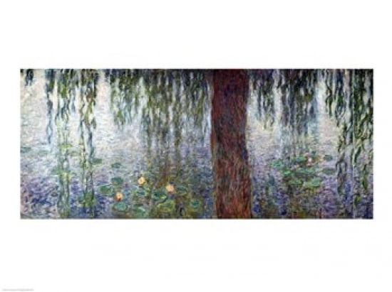 Waterlilies Morning with Weeping Willows detail of the left section 1915-26 Canvas Art - Claude Monet (24 x 18)