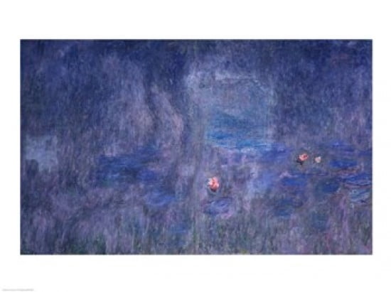Waterlilies Reflections of Trees detail from the central section 1915-26 Canvas Art - Claude Monet (24 x 18)