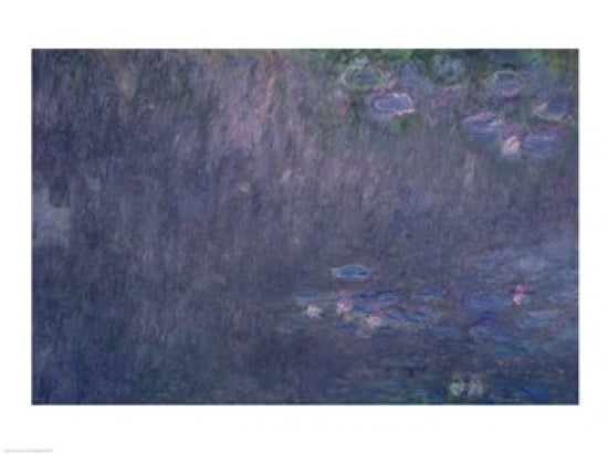 Waterlilies Reflections of Trees detail from the left hand side 1915-26 Canvas Art - Claude Monet (24 x 18)