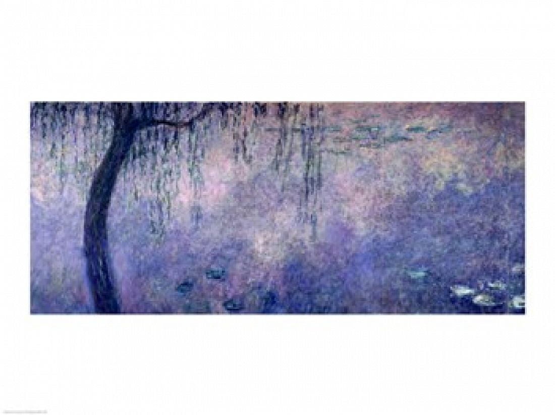 Waterlilies Two Weeping Willows left section 1914-18 Canvas Art - Claude Monet (24 x 18)