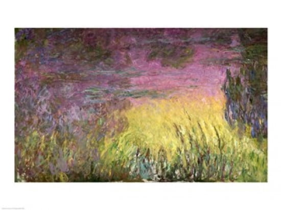Waterlilies at Sunset 1915-26 (detail of left side) Canvas Art - Claude Monet (24 x 18)