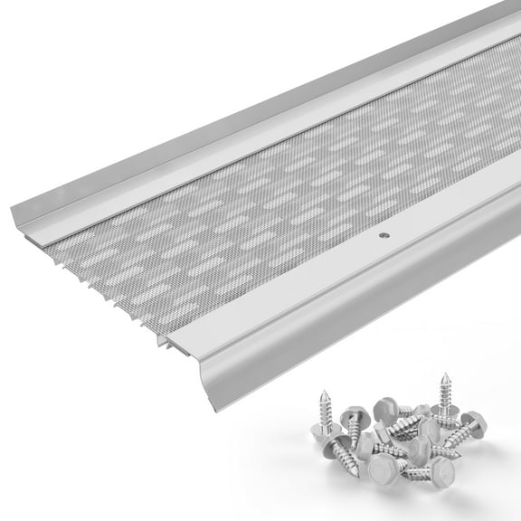 Waterlock Micromesh  5" Gutter Protection, [5" K-Style & Box Gutters], White, 100 Feet, Aluminum Frame