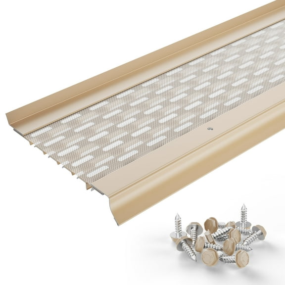 Waterlock Micromesh  5" Gutter Protection, [5" K-Style & Box Gutters], Cream, 35 Feet, Aluminum Frame
