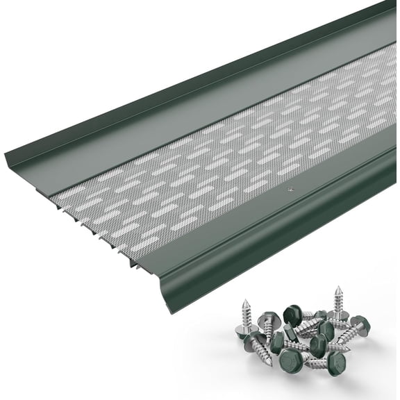 Waterlock Micromesh  6" Gutter Protection, [6" K-Style & Box Gutters], Forest Green, 100 Feet, Aluminum Frame