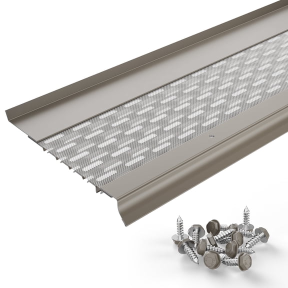 Waterlock Micromesh  6" Gutter Protection, [6" K-Style & Box Gutters], Clay, 25 Feet, Aluminum Frame