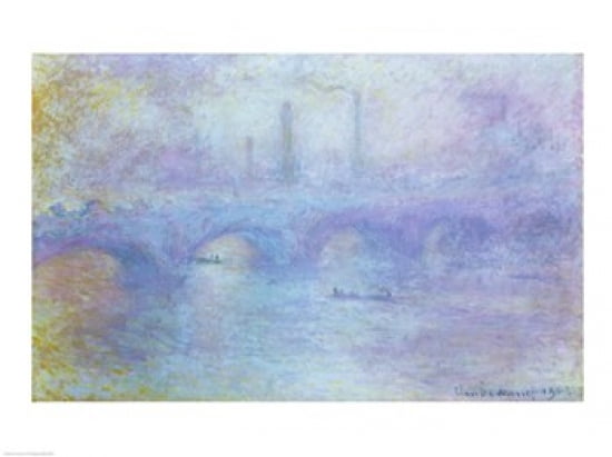 Waterloo Bridge Effect of Fog 1903 Canvas Art - Claude Monet (24 x 18)