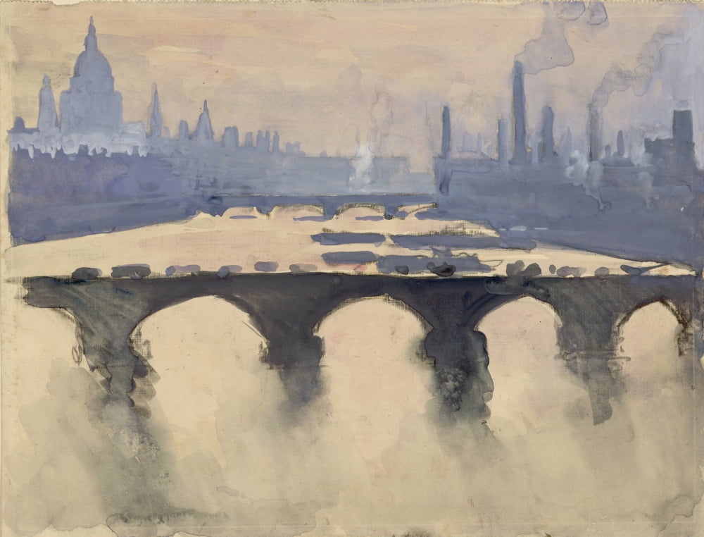 Waterloo Bridge from my window Canvas Art - Joseph Pennell (18 x 24)