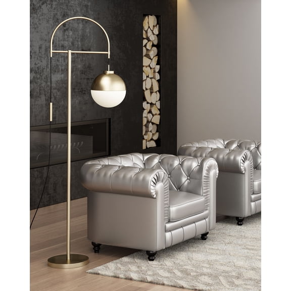 Waterloo Floor Lamp White & Bronze