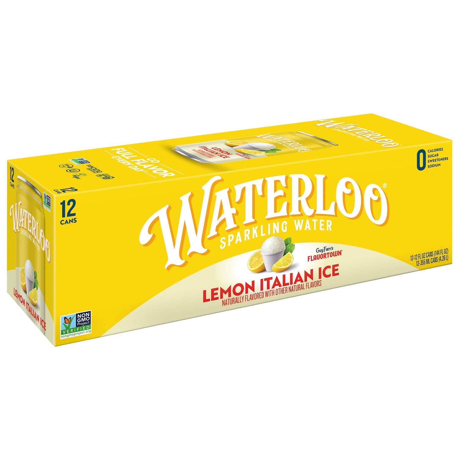 Waterloo Sparkling Water, Lemon Italian Ice, 12 fl oz, 12 Pack Cans