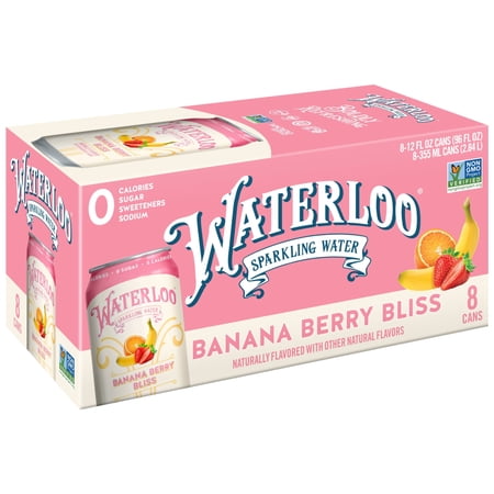 Waterloo Sparkling Water, Banana Berry Punch, 12 fl oz, 8 Pack Cans