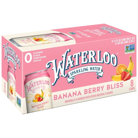 Waterloo Sparkling Water, Banana Berry Punch, 12 fl oz, 8 Pack Cans