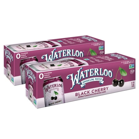 Waterloo Sparkling Water, Black Cherry, 12 fl oz, 24 Pack Cans