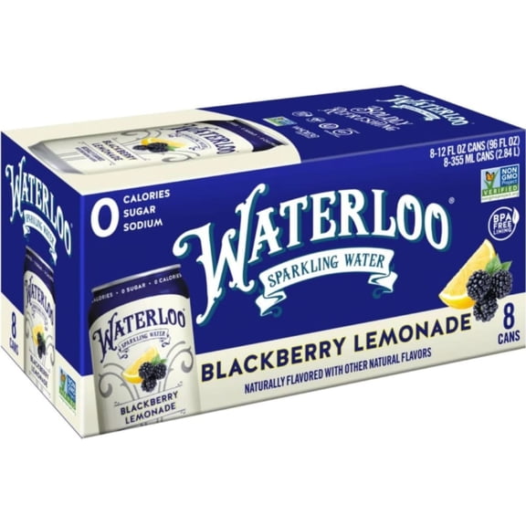 Waterloo Sparkling Water, Blackberry Lemonade, 12 fl oz, 8 Pack Cans