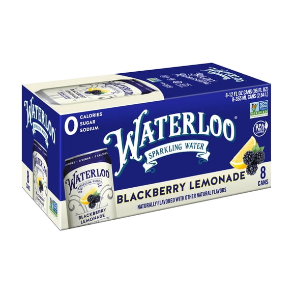 Waterloo Sparkling Water, Blackberry Lemonade, 12 fl oz, 8 Pack Cans