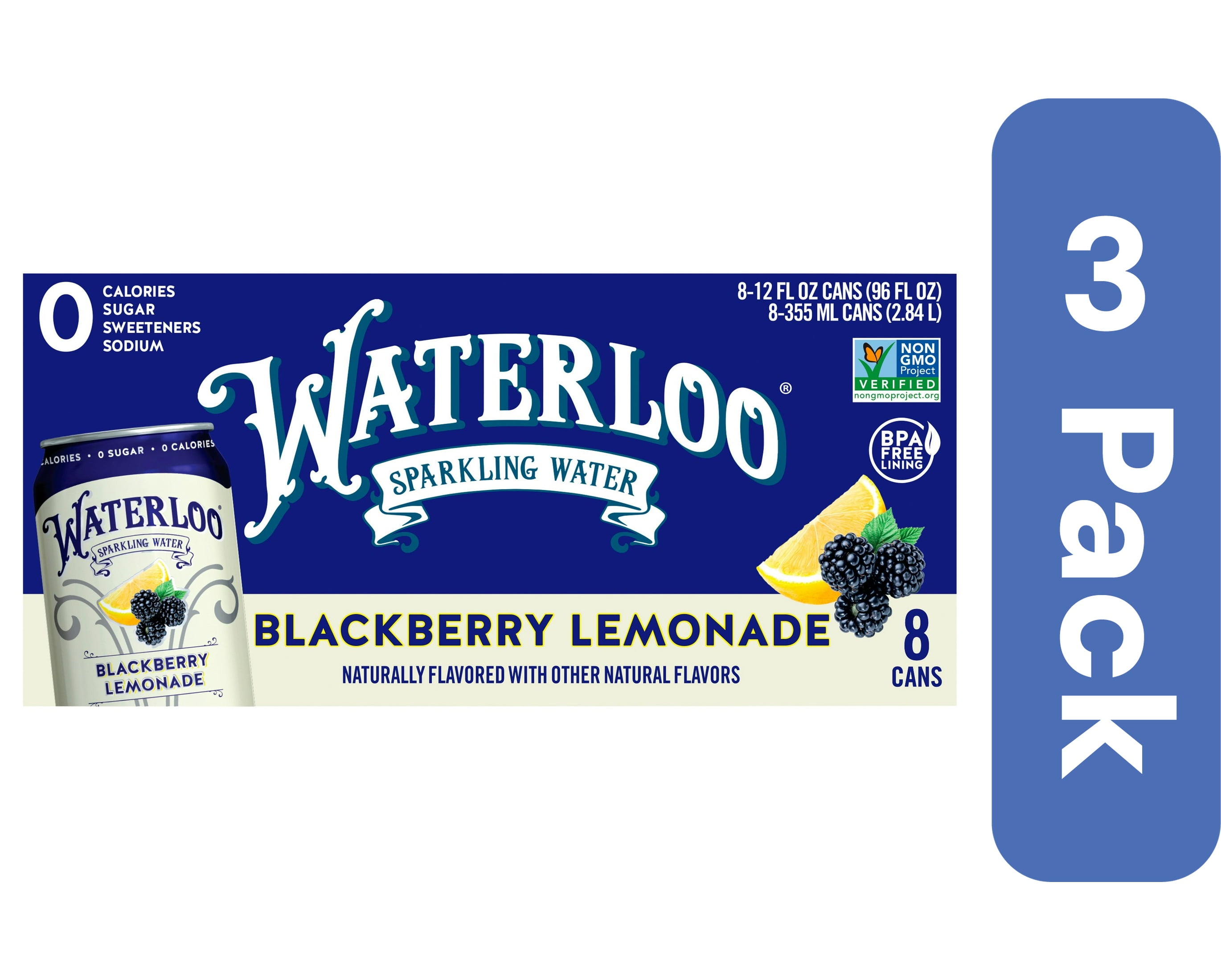 Waterloo Sparkling Water Blackberry Lime 96 fl oz (Pack Of 3)