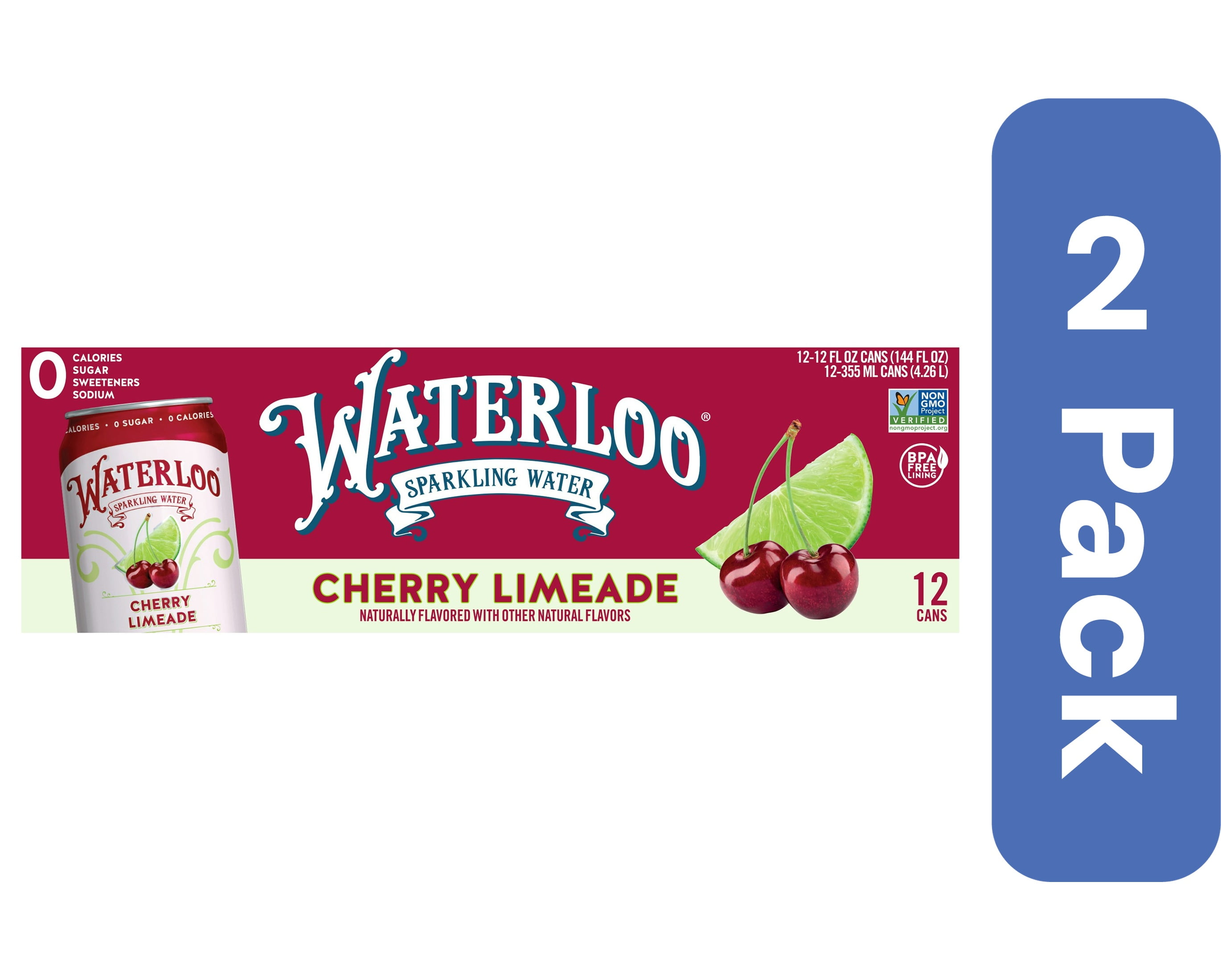 Waterloo Sparkling Water Cherry Limeade 144 fl oz (Pack Of 2)
