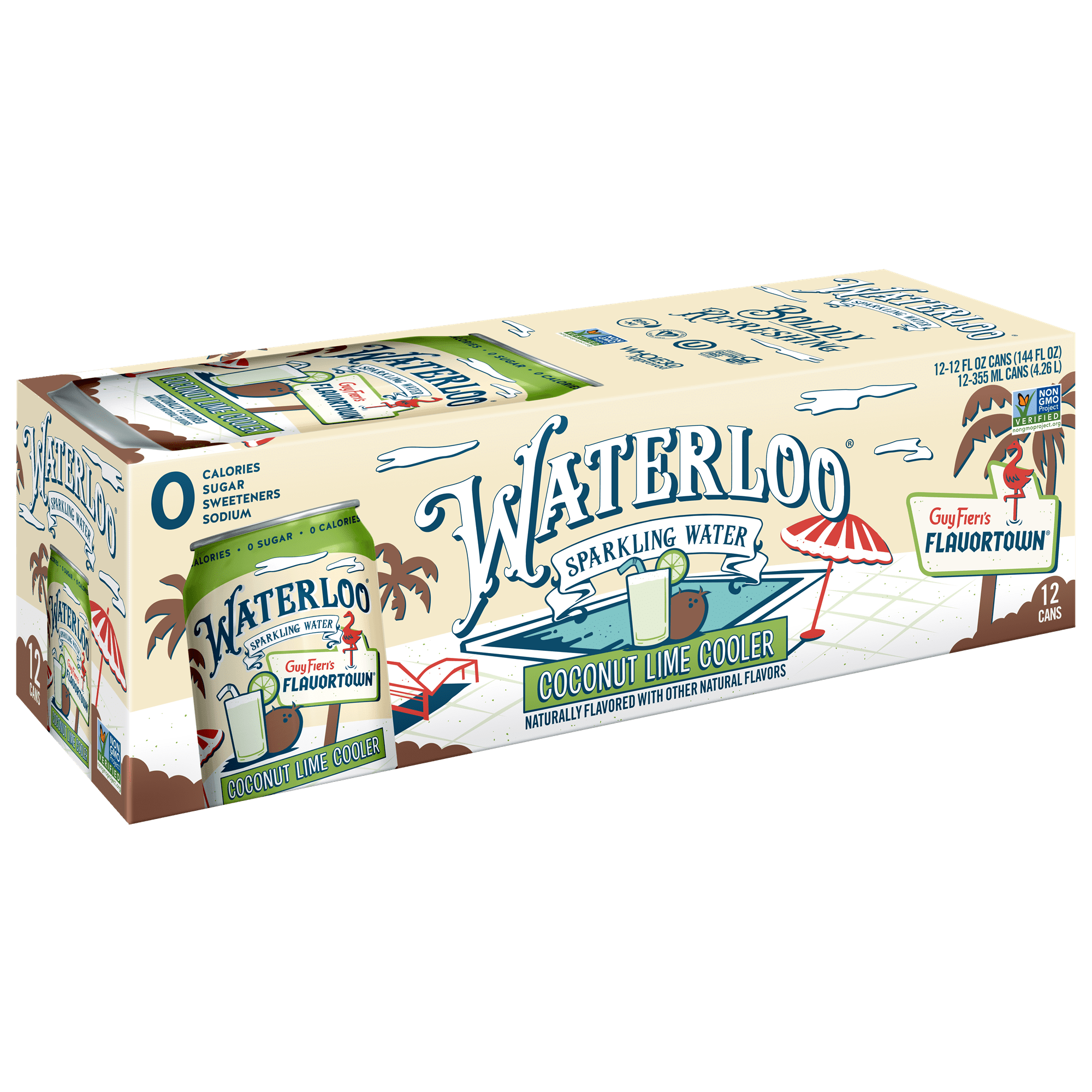 Waterloo Sparkling Water, Coconut Lime Cooler, 12 fl oz, 12 Pack Cans