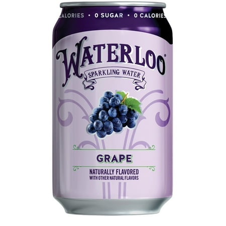 Waterloo Sparkling Water, Grape, 12 fl oz, 8 Pack Cans 1 Count