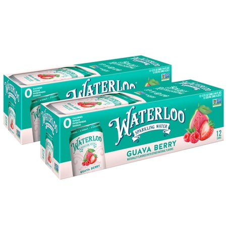Waterloo Sparkling Water, Guava Berry, 12 fl oz, 24 pack cans