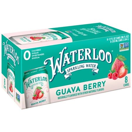 Waterloo Sparkling Water, Guava Berry, 12 fl oz, 8 pack, Zero Calories, Zero Sugar, Non-GMO