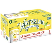 Waterloo Sparkling Water, Lemon Italian Ice, 12 fl oz, 8 pack cans